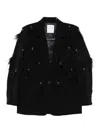 Isabelle Blanche Feather-embellished Blazer In Black