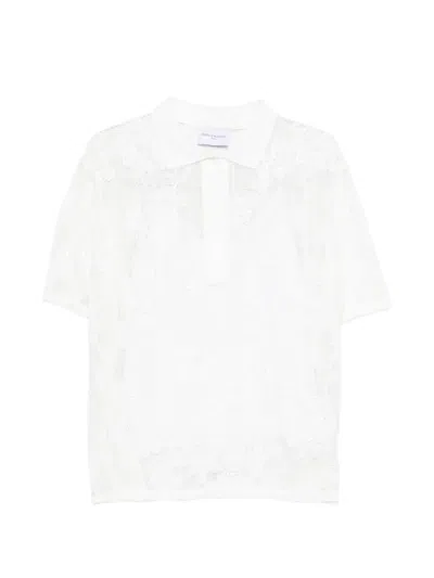 Isabelle Blanche Floral-motif Polo Top In White
