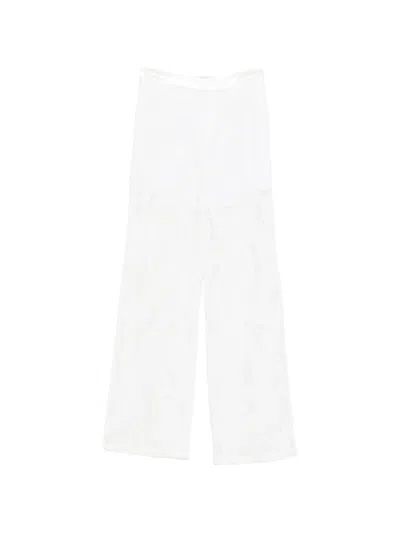 Isabelle Blanche Floral-motif Trousers In White