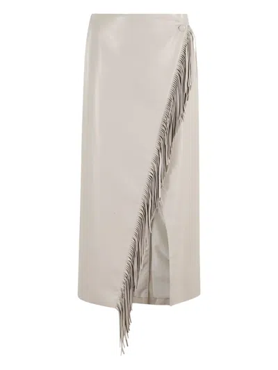 Isabelle Blanche Fringe-detail Skirt In Gray
