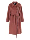 Isabelle Blanche Fringed-detail Belted Coat In Brown