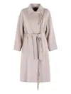 Isabelle Blanche Fringed-detail Belted Coat In Gray