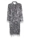 Isabelle Blanche Fringed Sequinned Coat In Silver