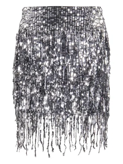Isabelle Blanche Fringed Sequinned Mini Skirt In White