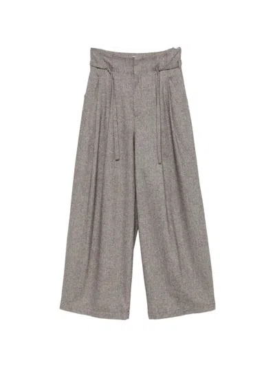 Isabelle Blanche Herringbone Paperbag Trousers In Multi