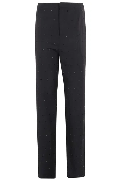 Isabelle Blanche High-waisted Studded Black Pants With Side Slits
