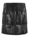 Isabelle Blanche Leather Fringe Skirt In Black