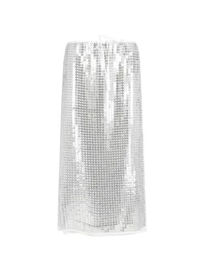 Isabelle Blanche Metallic Midi Skirt In Transparent