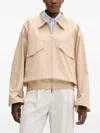 Isabelle Blanche Open-back Elasticated-waist Jacket In Brown