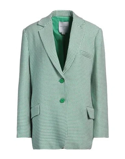 Isabelle Blanche Paris Woman Blazer Green Size Xxs Polyester, Viscose, Elastane