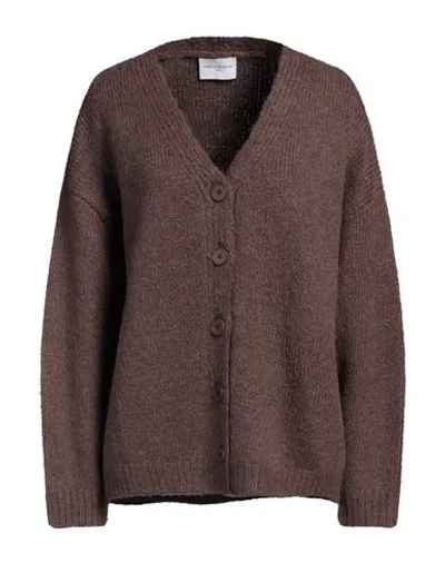 Isabelle Blanche Paris Woman Cardigan Dark Brown Size Xs Acrylic, Wool, Alpaca Wool, Polyamide In Brown
