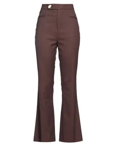 Isabelle Blanche Paris Woman Pants Brown Size M Polyester, Viscose, Wool, Elastane