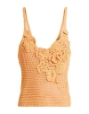 Isabelle Blanche Paris Woman Top Orange Size Xs Cotton