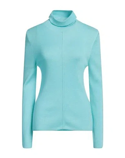 Isabelle Blanche Paris Woman Turtleneck Turquoise Size M Polyester, Acrylic, Polyamide, Wool In Blue
