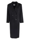 Isabelle Blanche Peak-lapel Double-breasted Coat In Black