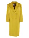 Isabelle Blanche Peak-lapel Double-breasted Coat In Yellow