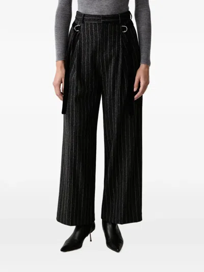 Isabelle Blanche Pinstripe-pattern Pleated Trousers In Black