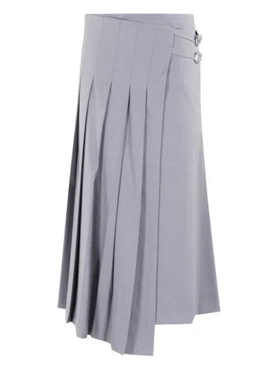 Isabelle Blanche Pleated Asymmetrical Skirt In Gray