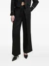 Isabelle Blanche Pleated Buckle-detail Trousers In Black