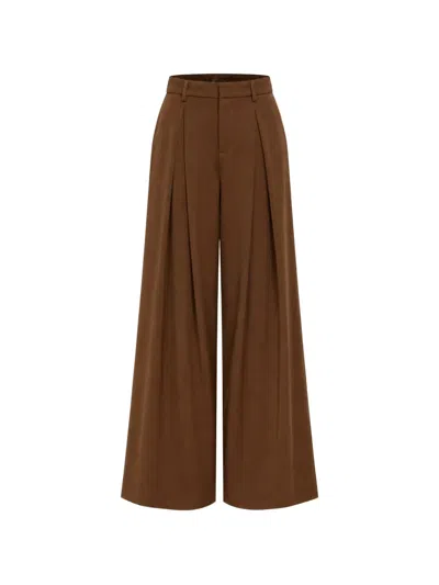 Isabelle Blanche Pleated Palazzo Pants In Brown