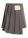 Isabelle Blanche Pleated Pinstripe Skirt In Gray