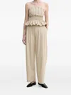 Isabelle Blanche Pleated Straight Trousers In Neutral