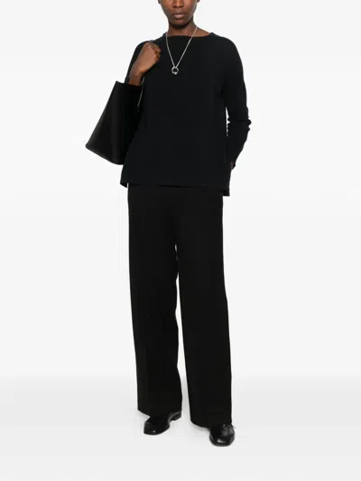 Isabelle Blanche Pressed-crease Wide-leg Trousers In Black
