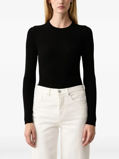 Isabelle Blanche Ribbed-knit Sweater In Black
