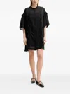 Isabelle Blanche Ruffle-trimmed Lace-insert Mini Dress In Black