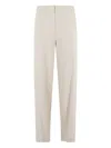 Isabelle Blanche Sand Wide-leg Pants With Central Button In Neutral