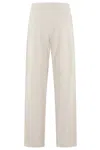 Isabelle Blanche Sand Wide-leg Pants With Central Button In Neutral