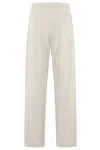 Isabelle Blanche Sand Wide-leg Pants With Central Button In Neutral