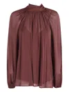 Isabelle Blanche Semi-sheer Blouse In Brown