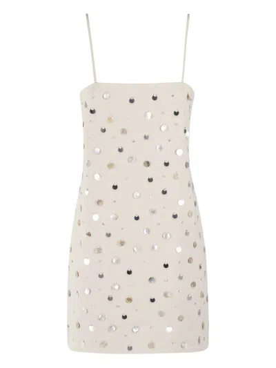 Isabelle Blanche Fitted Mini Dress With Rhinestone
