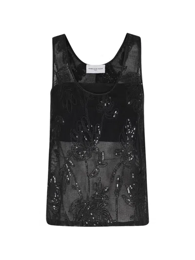 Isabelle Blanche Sequin Sleeveless Top In Black