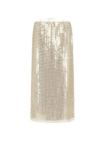 Isabelle Blanche Sequined Skirt In Silver