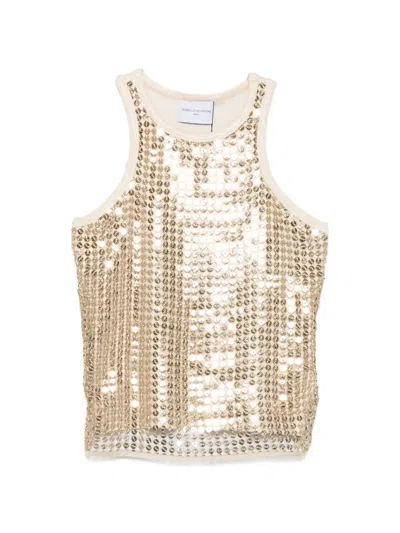 Isabelle Blanche Sequin-embellishment Tank Top In Gold