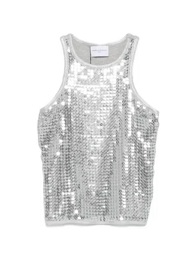 Isabelle Blanche Sequin-embellishment Tank Top In Silver