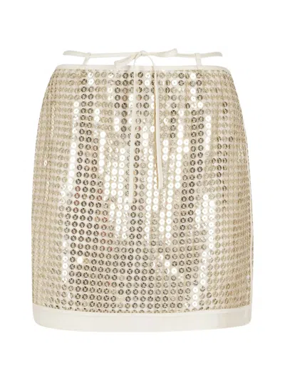 Isabelle Blanche Sequinned Mini Skirt In Gold