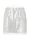 Isabelle Blanche Silver Mini Sequins Zippered Polyester Mini Skirt In Metallic