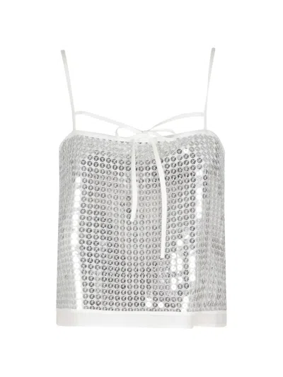 Isabelle Blanche Sequinned Self-tie Top In White
