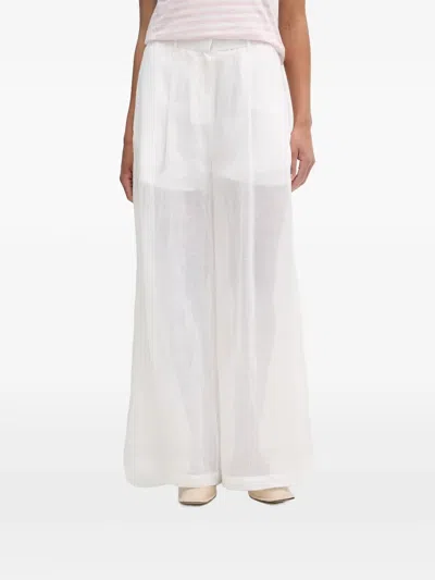 Isabelle Blanche Sheer Wide-leg Trousers In White