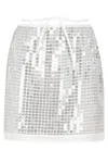 Isabelle Blanche Silver Mini Sequins Zippered Polyester Mini Skirt In Multi