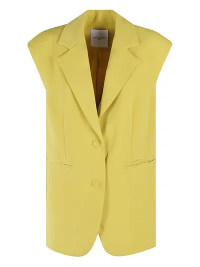 Isabelle Blanche Notched Lapel Gilet In Cady Fabric