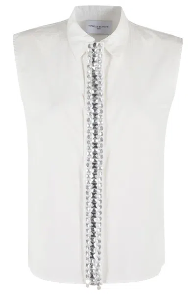 ISABELLE BLANCHE SLEEVELESS COTTON TOP WITH CLASSIC COLLAR