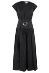 Isabelle Blanche Sleeveless Midi Dress With Cinched Waist In Black