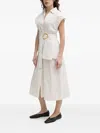 Isabelle Blanche Striped-pattern Belted Midi Shirt Dress In White