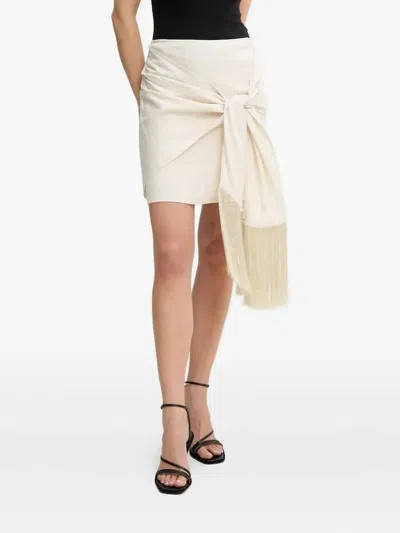 Isabelle Blanche Tie-front Mini Skirt In Neutral