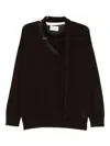Isabelle Blanche V-neck Tie Sweater In Brown