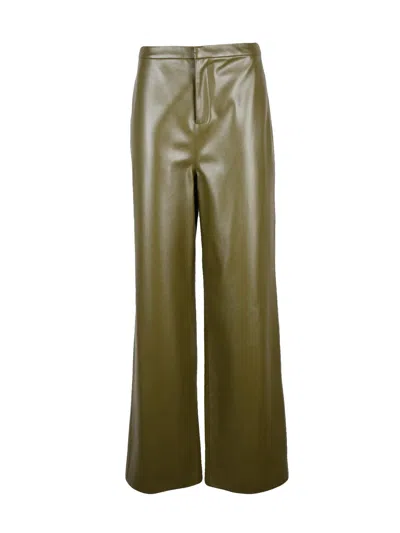 Isabelle Blanche Wide-leg Polyurethane Trousers With High Waist In Green